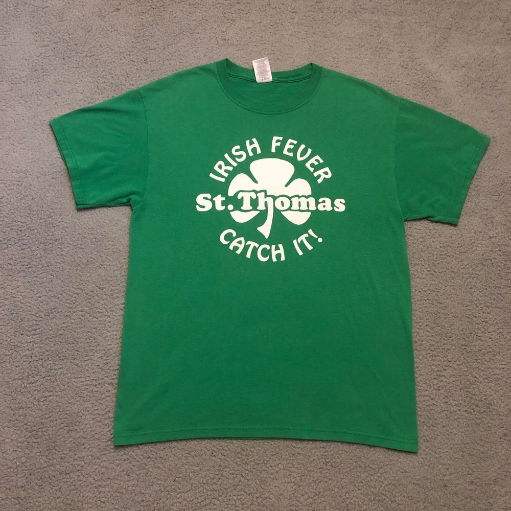 Vtg 2000s Jerzees St Thomas Irish Fever Green Graphic Tee Shirt Mens Large L